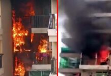 ग्रेटर नोएडा वेस्ट की इस बिल्डिंग में लगी भयंकर आग Fire breaks out in Gaur City Building of Greater Noida