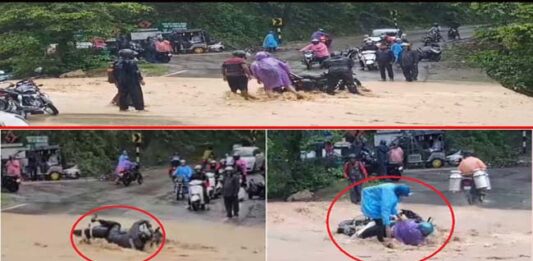 Bike rider swept away in drain in Ramnagar